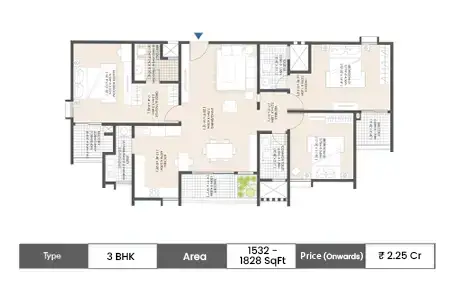3 BHK-1532 SqFt